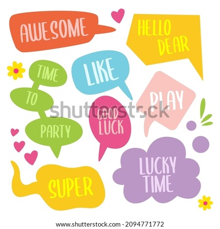 colorful comic speech bubble expression collection set