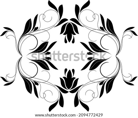 Beautiful vector rich luxurious decorative black floral vintage ornaments or vine curls design.