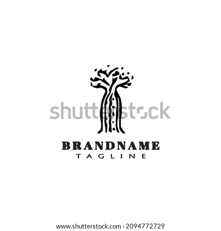 africa tree flat logo icon design template modern black vector illustration