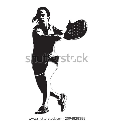 Tennis padel Player Icon Illustration. Paddle Sport Vector Graphic Symbol Clip Art. silhouette isolated on white background