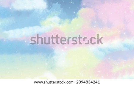 Green pink yellow blue smokey stars background