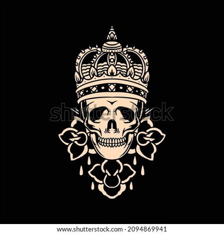king skull tattoo vector design