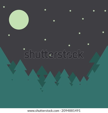 Woods at night Seamless Pattern. Vector isolated seamless pattern or background