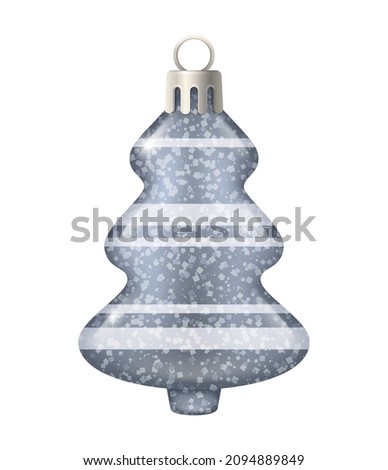 Realistic christmas tree toy composition with new year tree shaped christmas ornament vector illustration