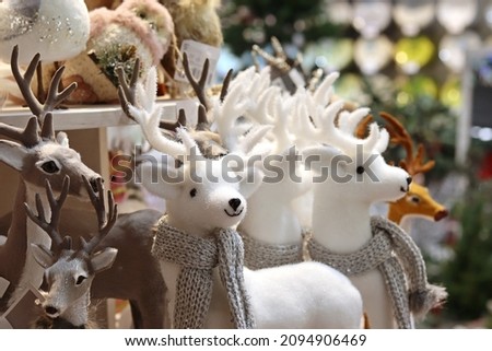 Christmas decoration, a set of deer in the store for decoration, decor for the new year