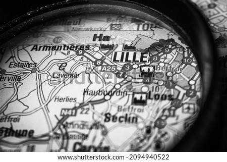 Lille on map of Europe background