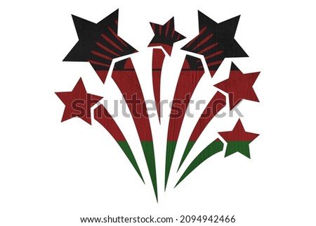 World countries. Fireworks in colors of national flag on white background. Malawi
