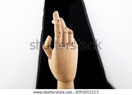 wooden hand brush on a black white background