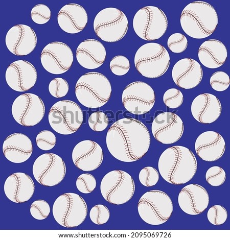 A pattern of baseballs on a blue background. Background with sports theme
