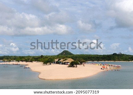 Alter do Chão,Brazil,November 21, 2021.                               
     View of The Island of Love in Alter do Chão, state of Pará, northern region. An island with freshwater beaches of the Tapajó Royalty-Free Stock Photo #2095077319