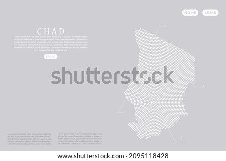 Chad Map - World map vector template with White dots, grid, grunge, halftone style isolated on grey background for education, infographic, design, website - Vector illustration eps 10