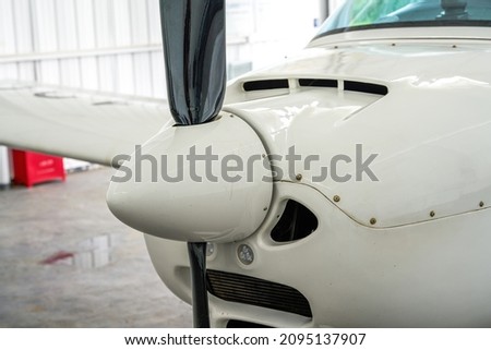 Close-up of part of the fuselage of a small aircraft Royalty-Free Stock Photo #2095137907