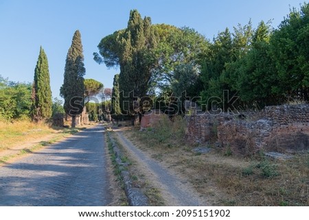 Early Morning scene at the appian way, Via Appia Antica near Rome