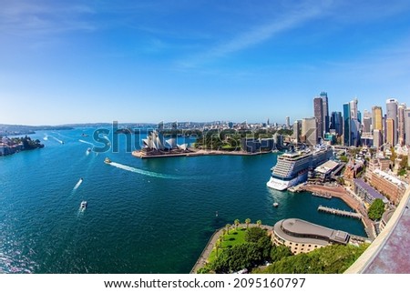 Australia. Sydney is the capital city of New South Wales. The famous Sydney Harbor. Boat trip on a tourist boat along the picturesque shores of the port