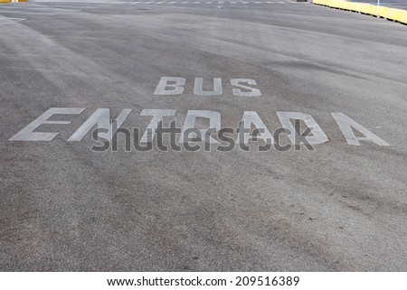Bus lane road marking on asphalt surface