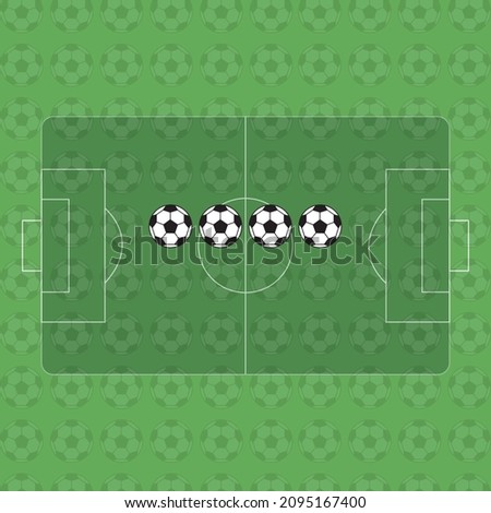 Football ball on green grass of soccer field pattern and texture background. vector illustration. Premium Vector.