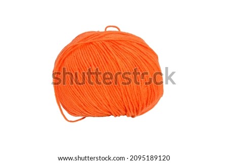 orange ball of wool isolated on white background. High quality photo