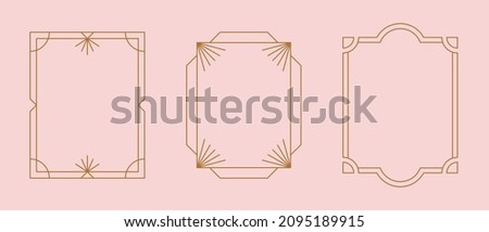 Vector set of linear frames and borders - abstract design elements for decoration or logo design templates in modern minimalist style with copy space for text Royalty-Free Stock Photo #2095189915