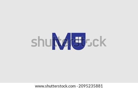 Initial letter MU uppercase modern logo design template elements. Vector