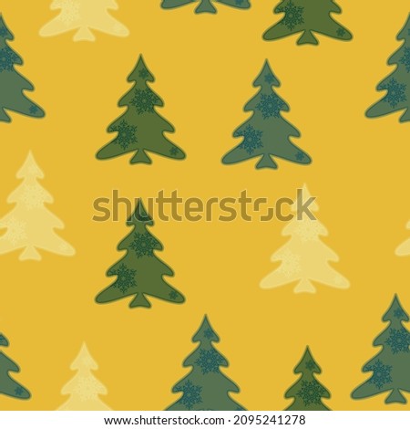 Seamless pattern with fir trees. Colorful background vector. Design illustration.  Doodles. Seamless colorful winter pattern on black background. Vector illustration.