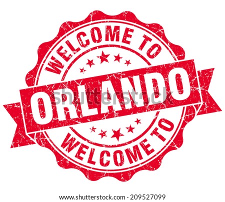 welcome to Orlando red vintage isolated seal