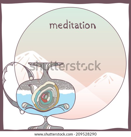 Meditation. Artist vector illustration of ewer of drink.