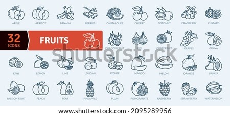 Fruit Healthy eating Thin Line Pack. Vector scalable icons Royalty-Free Stock Photo #2095289956