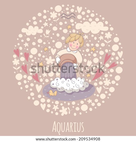 Cartoon illustration of the water-bearer (Aquarius). Part of the set with horoscope zodiac signs. EPS 10. No transparency. No gradients.