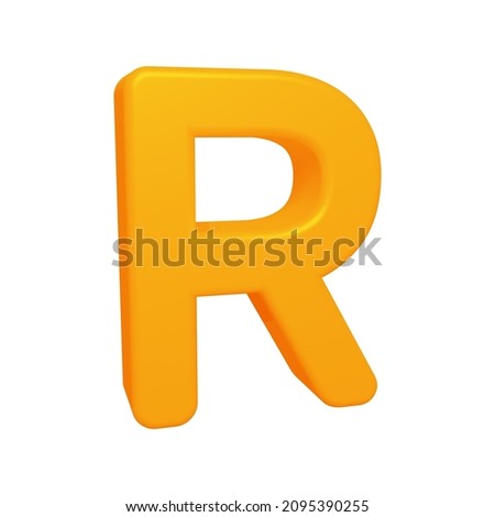 3d rendering of alphabet letter r. Character r in 3d render. 3d illustration.