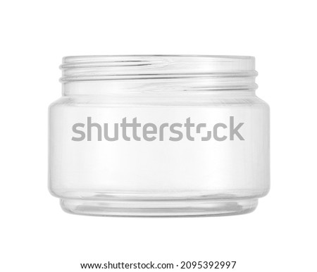 Plastic cream jar cosmetic packaging (with clipping path) isolated on white background Royalty-Free Stock Photo #2095392997