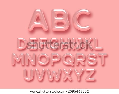 3d glossy pink alphabet vector set. Realistic romantic typeface. Decorative letters for Valentines, Mothers day, wedding banner, cover, birthday or anniversary, holiday party. Royalty-Free Stock Photo #2095463302