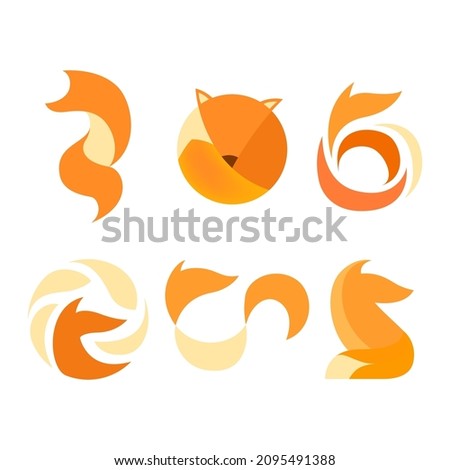 Fox abstract vector logo or icon template, sign or symbol.