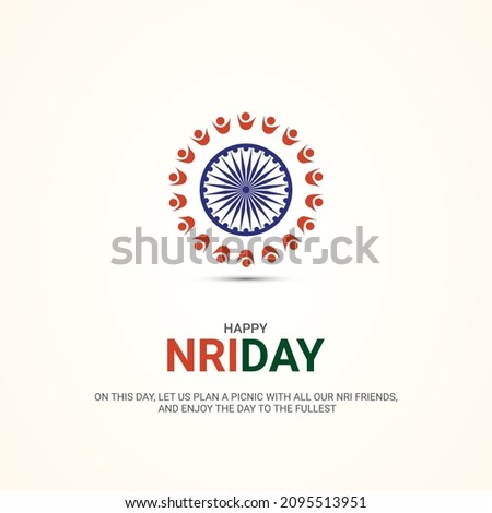 Pravasi Bharatiya Diwas, NRI day, peoples with indian national flag symbol, design for banner, poster, vector art Royalty-Free Stock Photo #2095513951