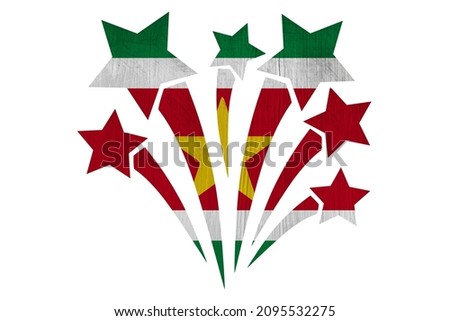 World countries. Fireworks in colors of national flag on white background. Suriname