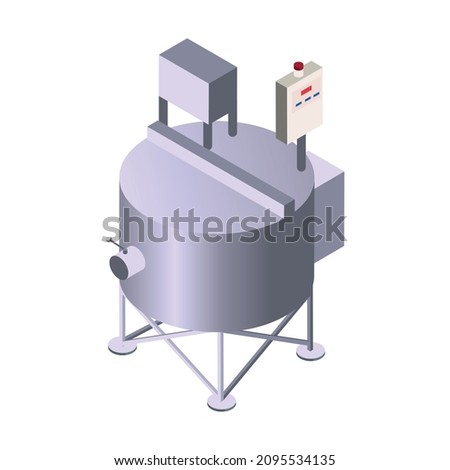 Dairy production isometric composition with isolated image of plant facility vector illustration