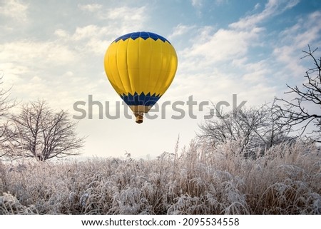 Balloons in the early morning winter day