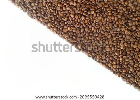coffee beans stripes isolated in white background. Frame with coffee beans.