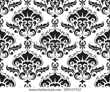 Seamless victorian pattern on white