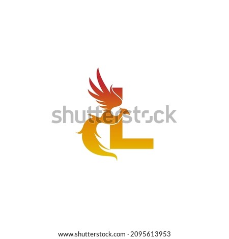 Letter L icon with phoenix logo design template illustration