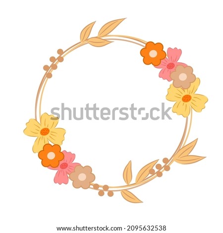 Vector beautiful and warm autumn-summer  flower wreath