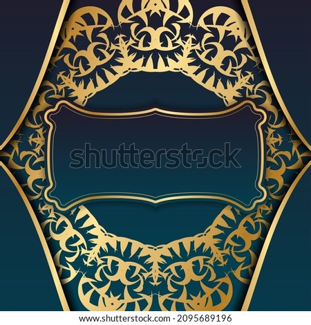 Blue gradient banner with indian gold ornament for design under your logo