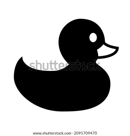 Rubber duck icon.Toy bath duck icon.Black rubber duck.
