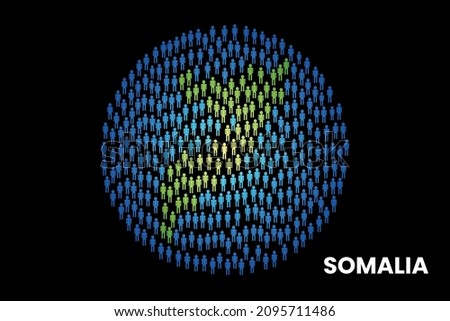 Somalia population people map in globe vector illustration design