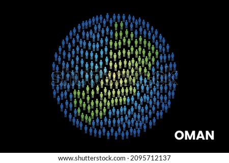 Oman population people map in globe vector illustration design