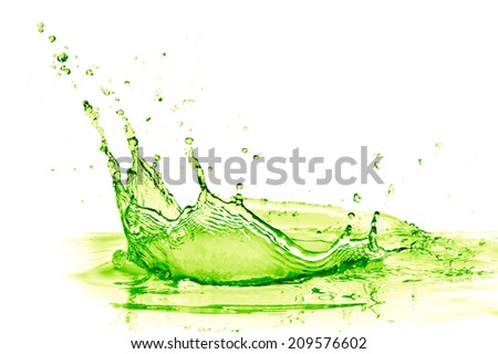 lime drink splash on white background