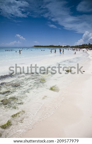 mexico coastline with white beach under the sun