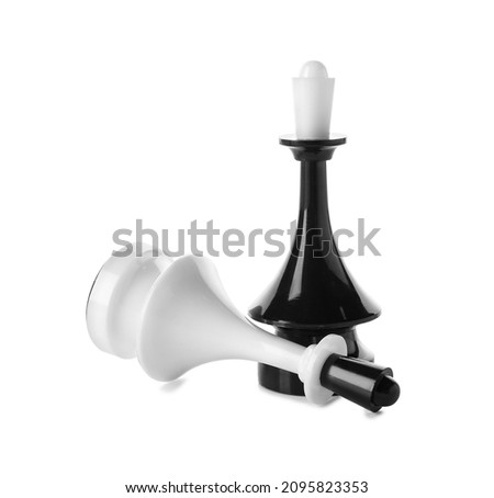 Chess pieces on white background Royalty-Free Stock Photo #2095823353