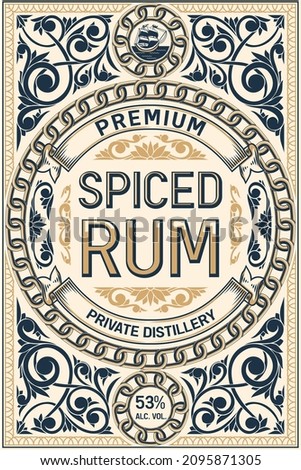Spiced Rum - ornate vintage decorative label Royalty-Free Stock Photo #2095871305