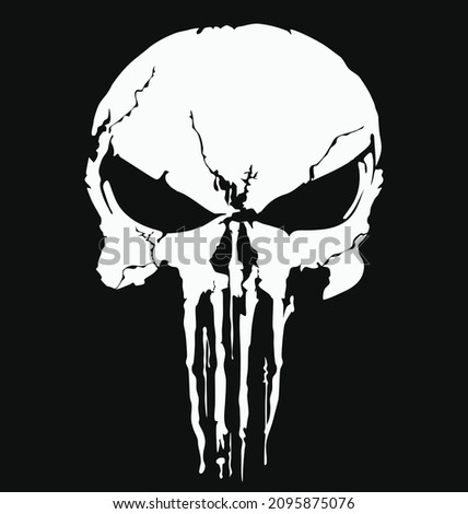 Art skull and Bones icon punisher. Element of crime and punishment style illustration, T-Shirt graphics design famous, vector design icon isolated