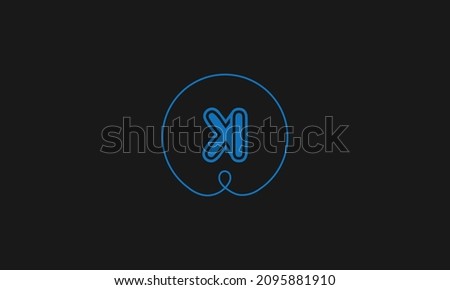 Bold letter XI logo with outline and circle outside, creative design.